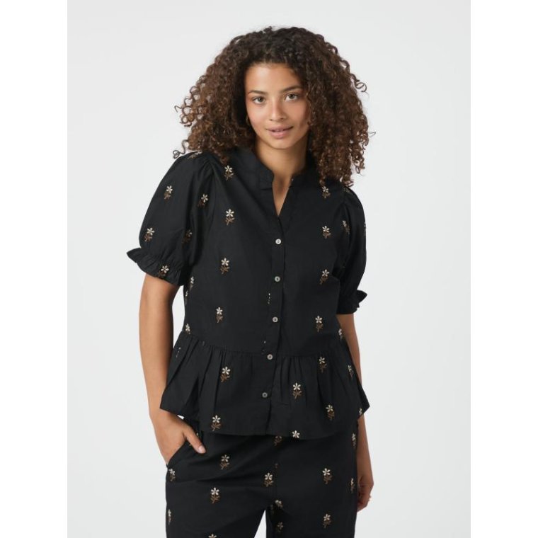 Neo Noir - Savy Flower Emb Blouse - Black