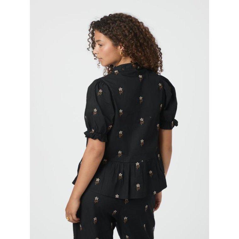 Neo Noir - Savy Flower Emb Blouse - Black