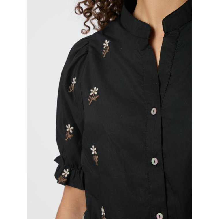 Neo Noir - Savy Flower Emb Blouse - Black