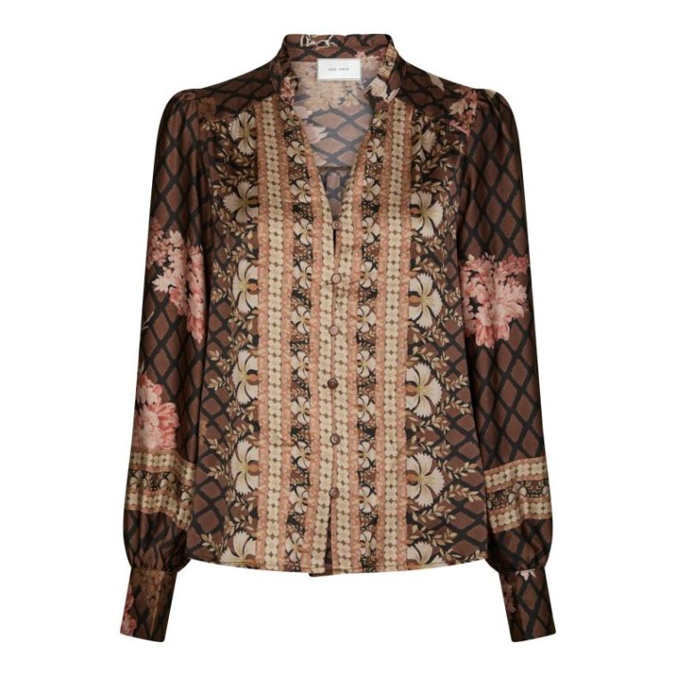 Neo Noir - Massima Botanical Border Blouse - Black