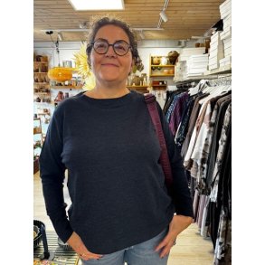 By Basics - 4068 sweather w/small turtleneck l/s - midnight blue melange