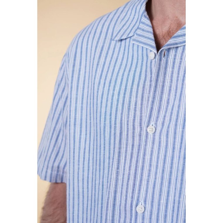 ELSK - BREEZE MEN'S SS SHIRT - WHITE / BLUE STRIPES