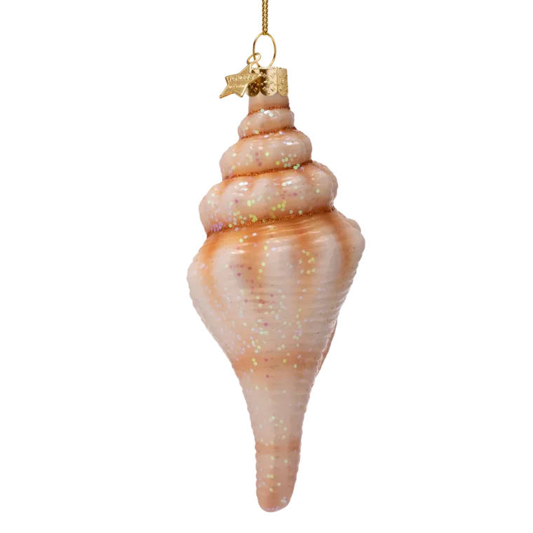 Vondels - Julekugle - glas - Conch shelle white