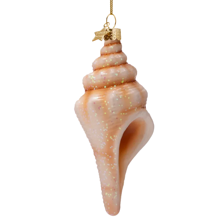 Vondels - Julekugle - glas - Conch shelle white
