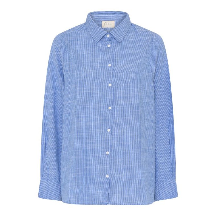 FRAU - Dhaka skjorte - Medium Blue Stripe