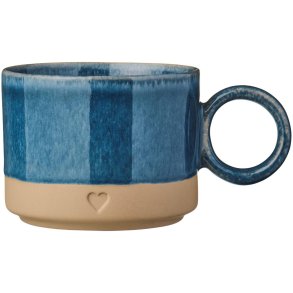 IB LAURSEN - Krus m/hank Heart - mat brunt ler m/bl� kant