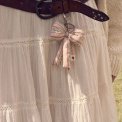 Maanesten - Fabric Bow Keychain - Summer Stripes Peach