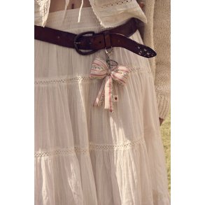 Maanesten - Fabric Bow Keychain - Summer Stripes Peach