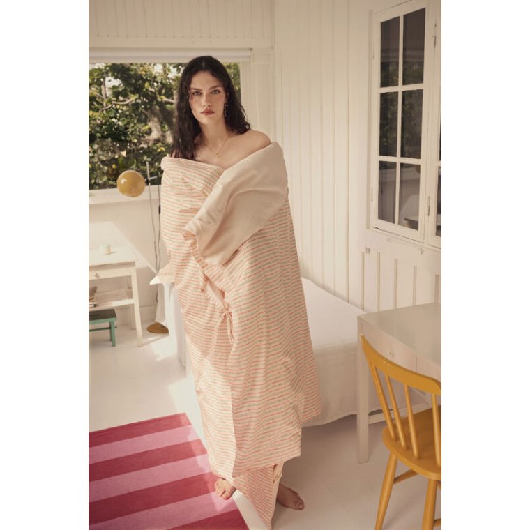 Maanesten - Duvet & Pillowcase set  - Summer Stripe Peach