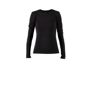 Blue - Gunver wool rib LS Tee - Black