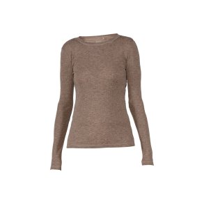 Blue - Gunver wool rib LS Tee - Coffee melange