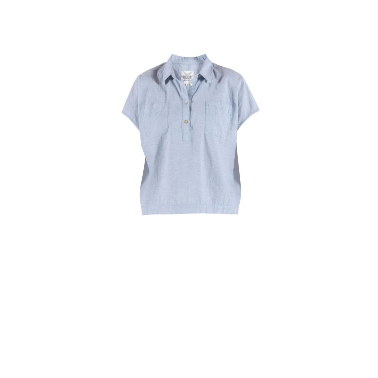 Blue - Lisbeth short linen Shirt - Heaven-melange