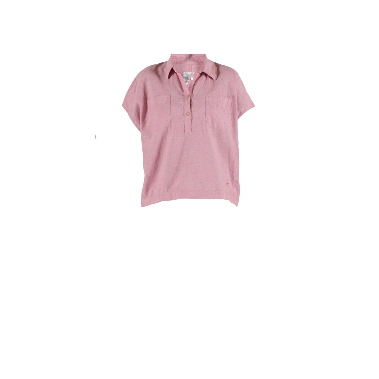 Blue - Lisbeth short linen Shirt - Soft Pink melange