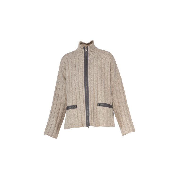 Blue - Melodi Zip Cardigan - Grey-melange