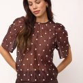 Co`couture - DitaCC Dot SS Blouse - Dark Brown