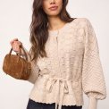 Co`couture - 32241 RowCC Pointelle Tie Cardigan - Creme
