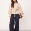Co`couture - 32241 RowCC Pointelle Tie Cardigan - Creme