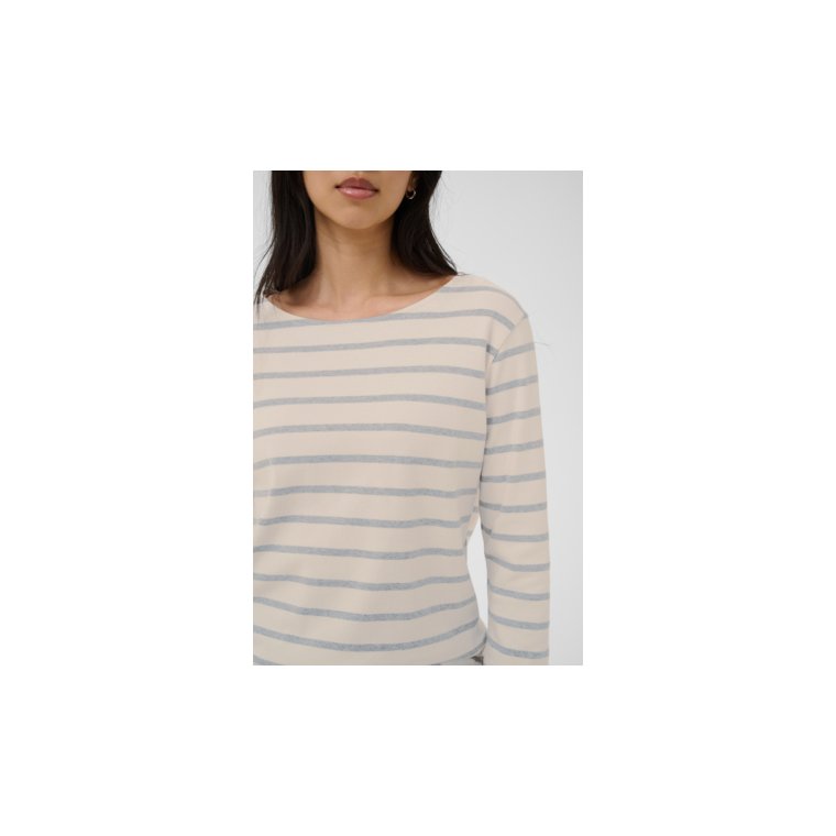 Part Two - NelaPW Tshirt - Eggnog/Grey Stripe