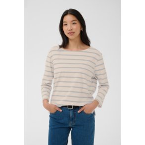 Part Two - NelaPW Tshirt - Eggnog/Grey Stripe