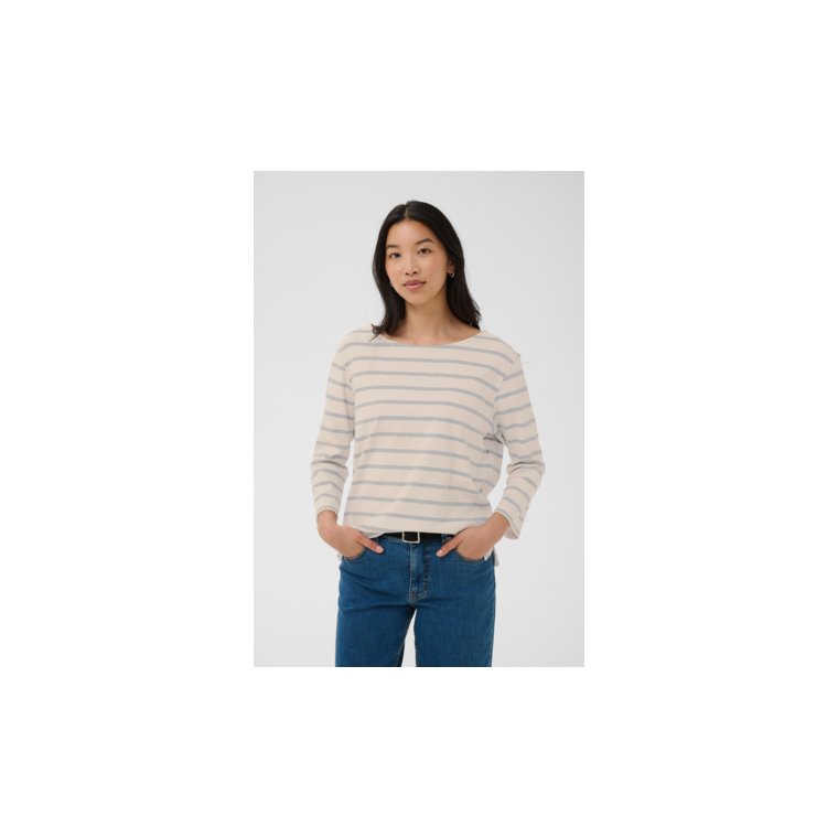 Part Two - NelaPW Tshirt - Eggnog/Grey Stripe