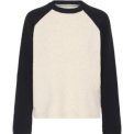 Part Two - CleoPW Pullover - Oatmeal/Navy Colorblock