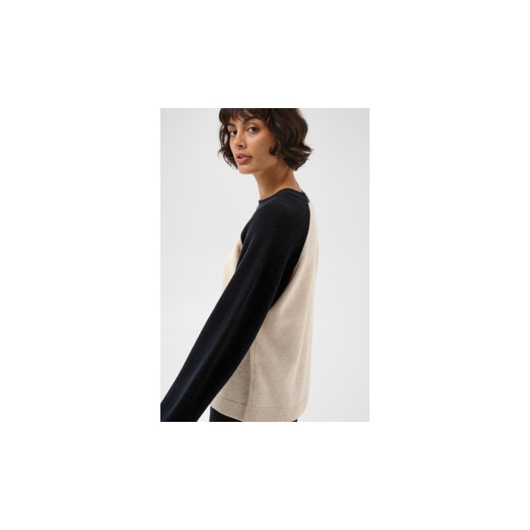 Part Two - CleoPW Pullover - Oatmeal/Navy Colorblock