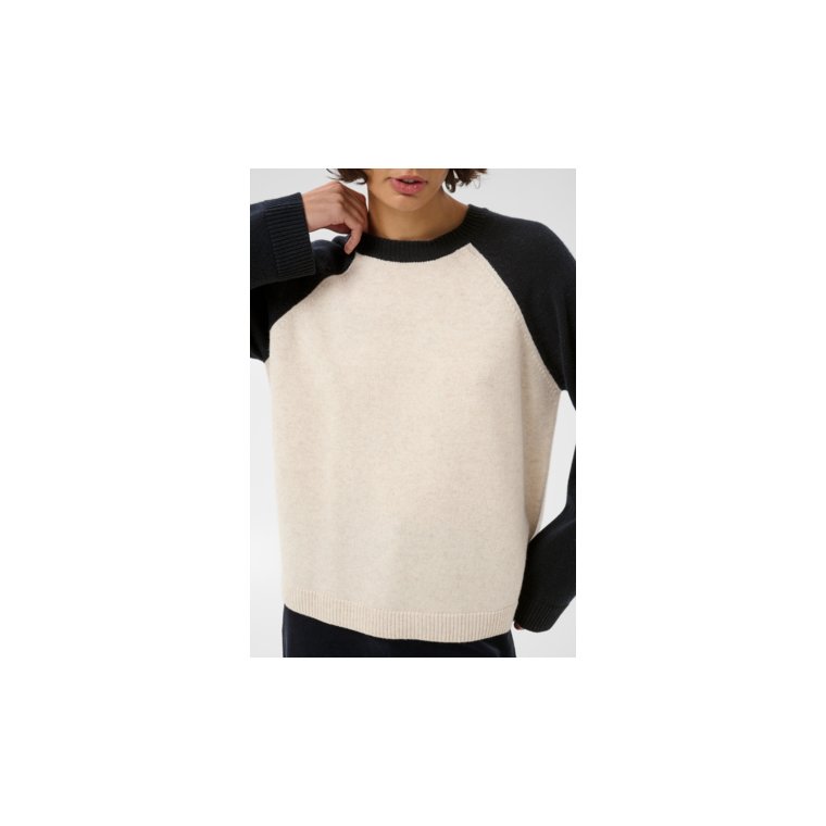 Part Two - CleoPW Pullover - Oatmeal/Navy Colorblock