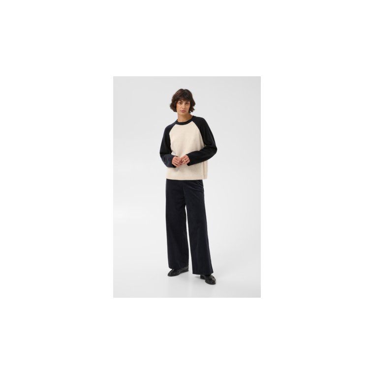 Part Two - CleoPW Pullover - Oatmeal/Navy Colorblock