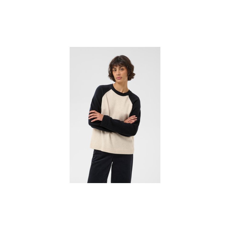 Part Two - CleoPW Pullover - Oatmeal/Navy Colorblock