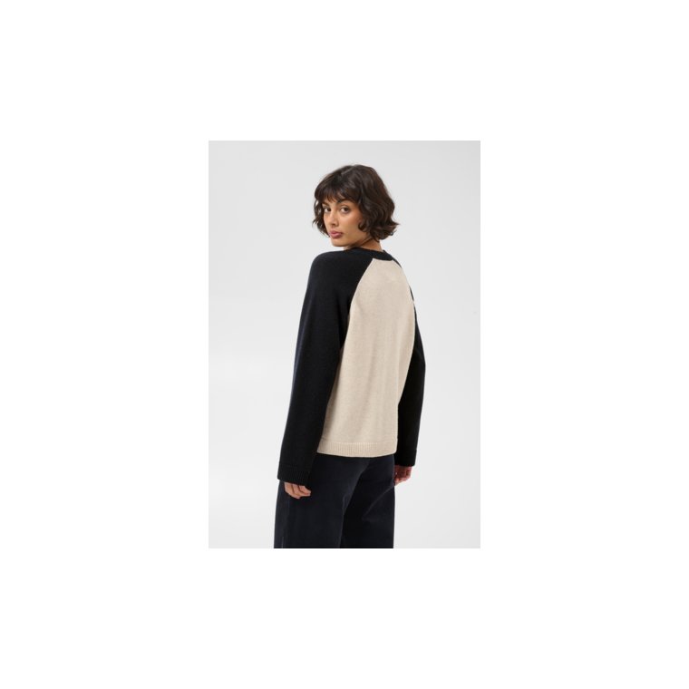Part Two - CleoPW Pullover - Oatmeal/Navy Colorblock