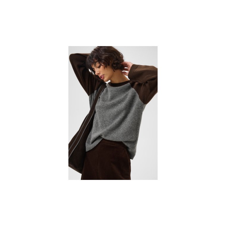 Part Two - CleoPW Pullover - Grey/Mole Colorblock