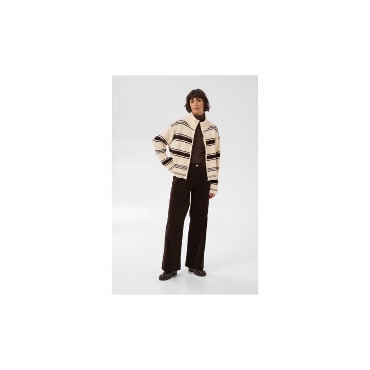 Part Two - CamiriaPW Pullover - Off White w. Brown Stripes