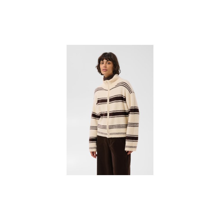 Part Two - CamiriaPW Pullover - Off White w. Brown Stripes