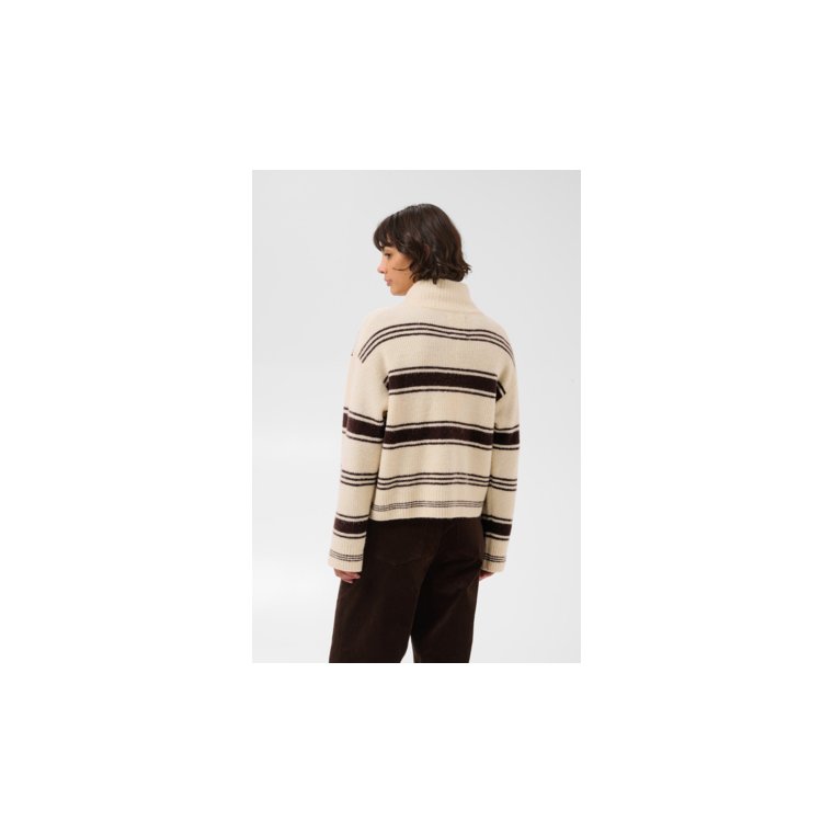 Part Two - CamiriaPW Pullover - Off White w. Brown Stripes