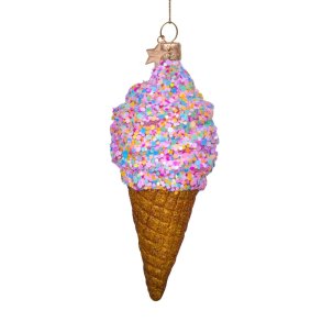 Vondels - Julekugle i glas - multicolor disco glitter ice cream
