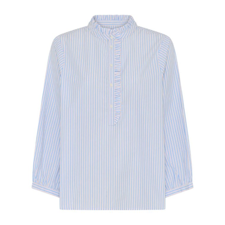 FRAU - Madrid frill shirt BC - Blue Cameo Stripe