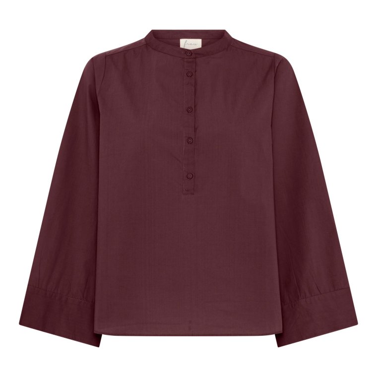 FRAU - Madrid wide sleeve shirt - Red Mahogany