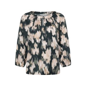 Part Two - CatinPW Blouse - Green Blurred Flower Print