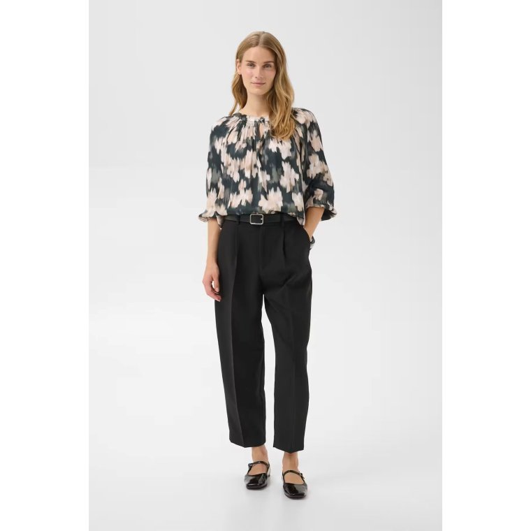Part Two - CatinPW Blouse - Green Blurred Flower Print