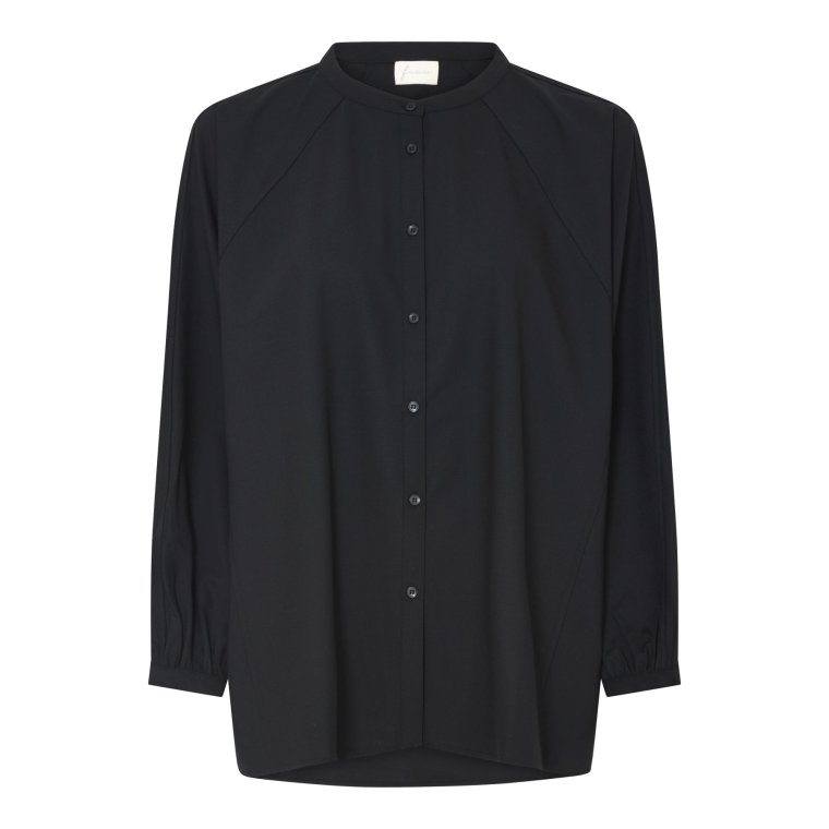 Frau - Tokyo light wool shirt - Black