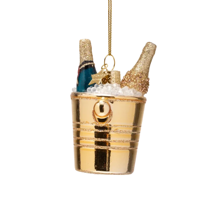 Vondels - Julekugle - glas - Champagner i guld cooler