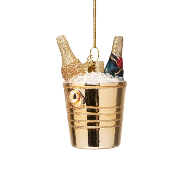 Vondels - Julekugle - glas - Champagner i guld cooler