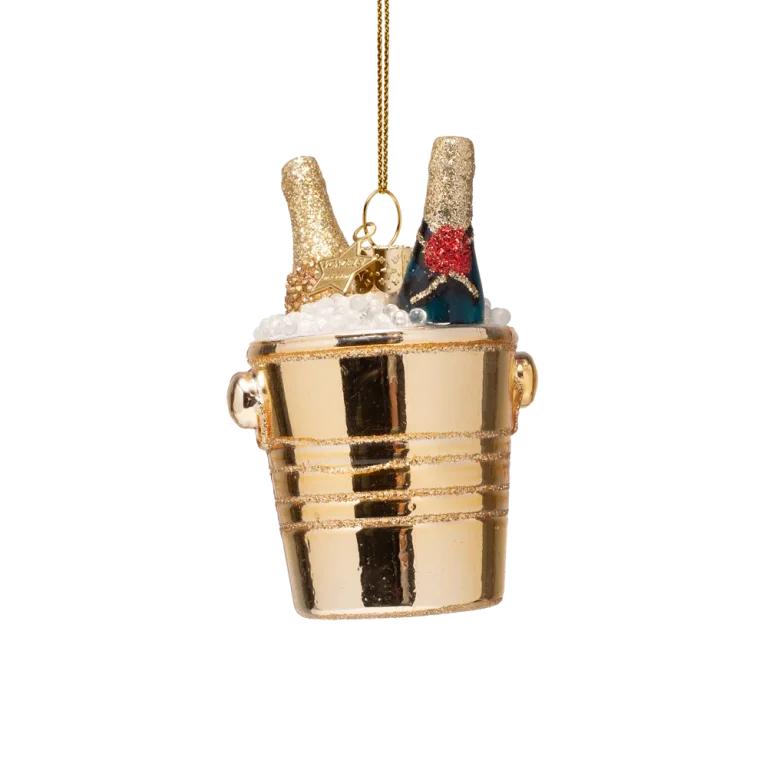 Vondels - Julekugle - glas - Champagner i guld cooler