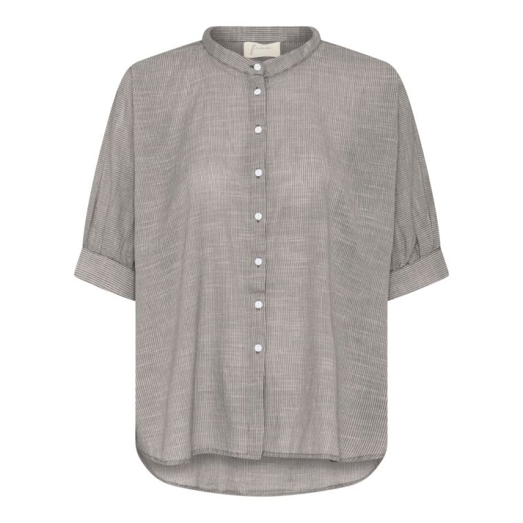 FRAU - Palermo ss shirt - Coffee Quartz Stripe