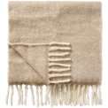 IB LAURSEN - Plaid sandfarvet melange m/off white frynser