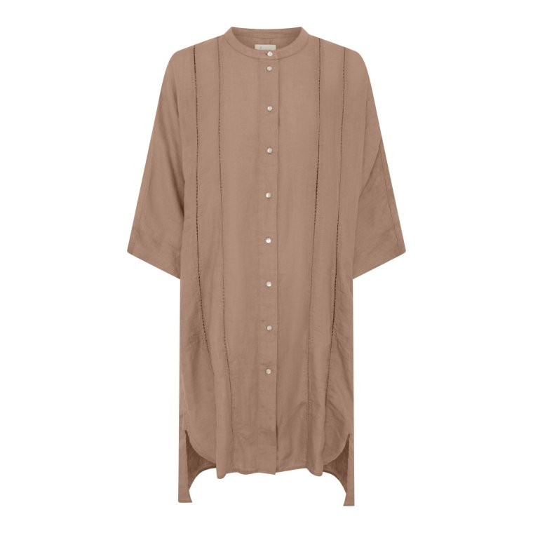 FRAU - Seoul 2/4 pure linen deco long shirt - Roebuck