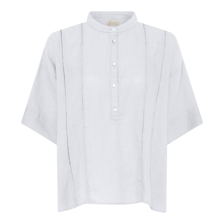 FRAU - Delhi ss pure linen deco shirt - Bright White