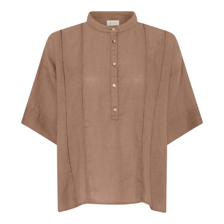 FRAU - Delhi ss pure linen deco shirt - Roebuck