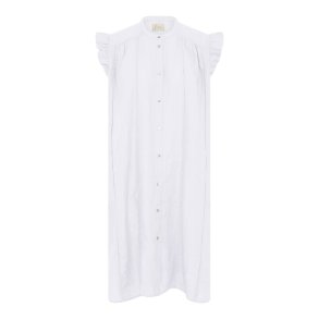 FRAU - Napoli pure linen deco knee dress - Bright White