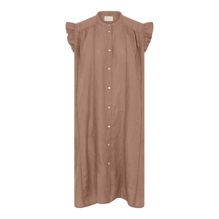 FRAU - Napoli pure linen deco knee dress - Roebuck